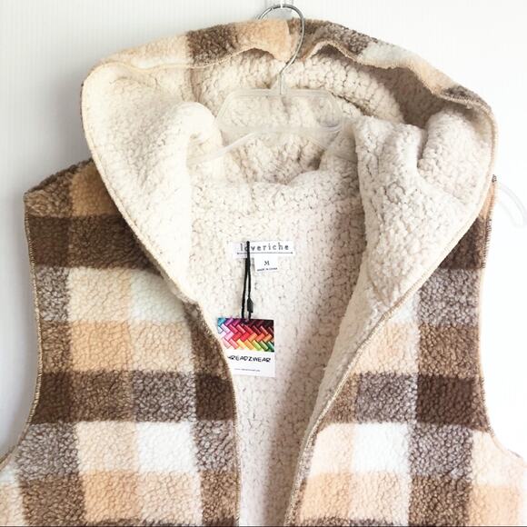 Loveriche Sherpa Wool Blend Open Front Hooded Vest - Picture 6 of 8